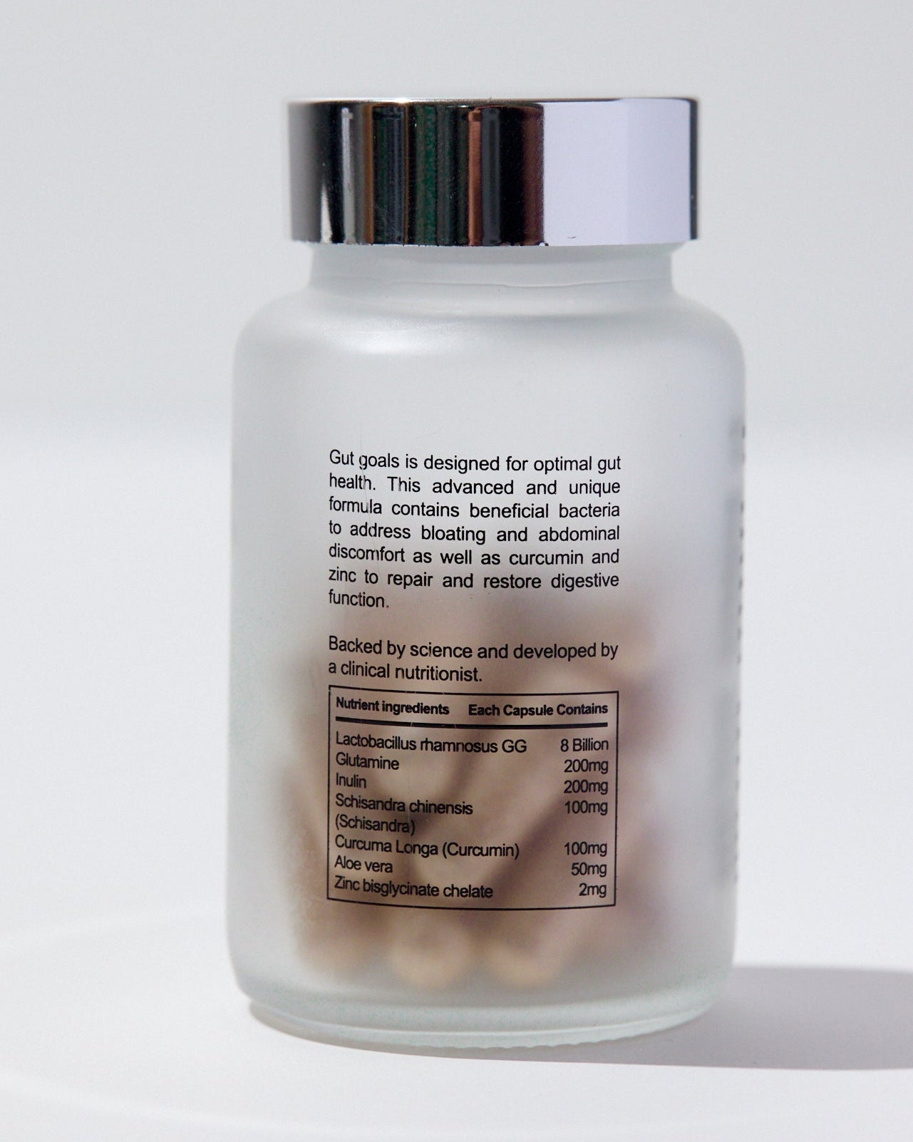 Supplement bottle with label on a white background