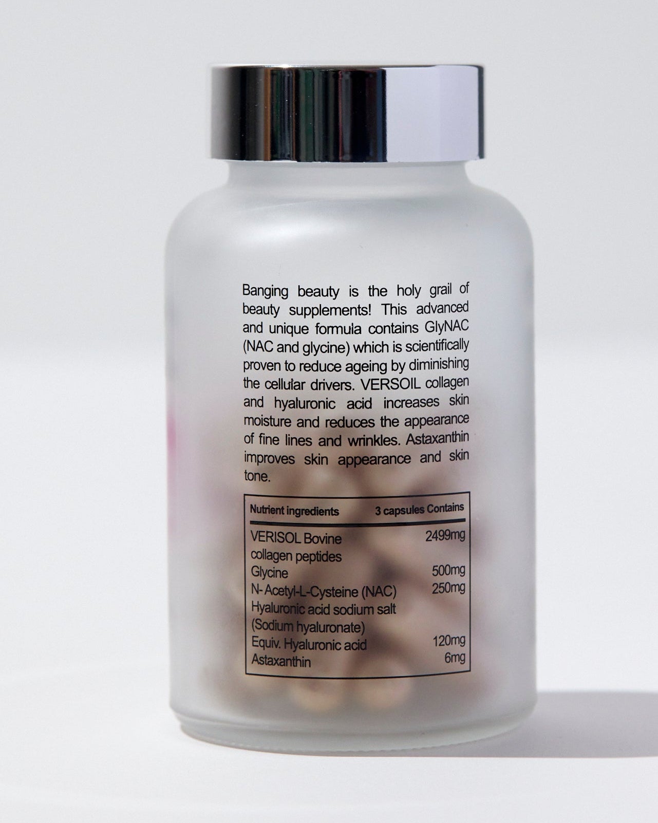 Supplement bottle with label on a white background