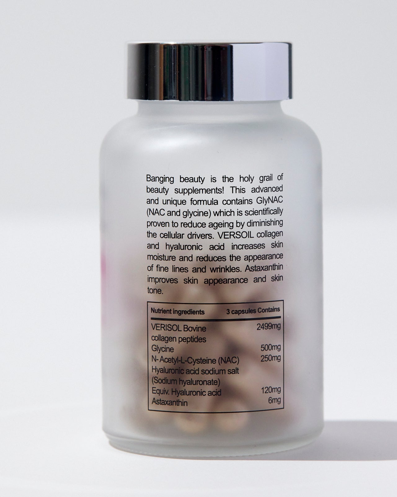 Supplement bottle with label on a white background